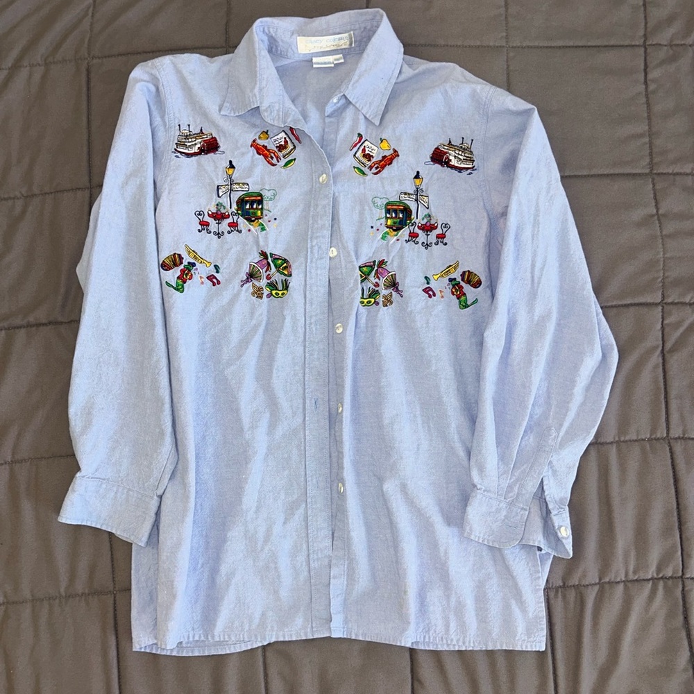 Woman’s Light Blue Embroidered Shirt